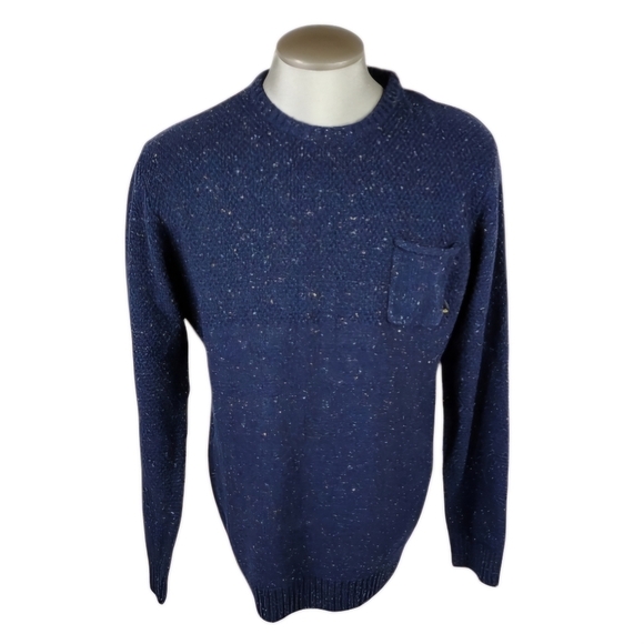 Quicksilver Cotton Wool Crewneck Pullover Sweater Speckled Yarn Navy Size Large - Picture 1 of 15